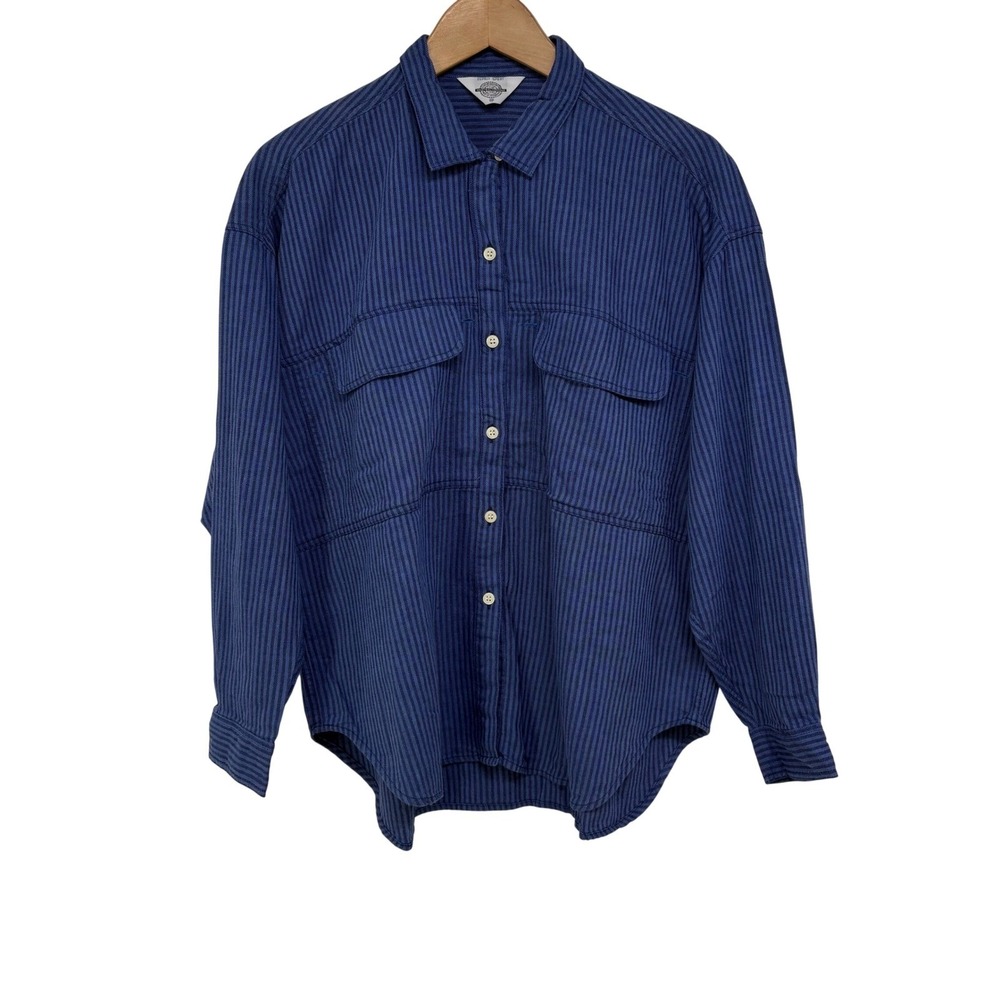 Esprit Sport Womens Vintage Hickory Stripe Button Up Oversized Top M Utility 90s